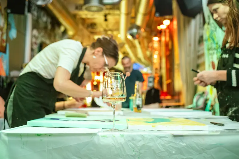 Painting at the long table